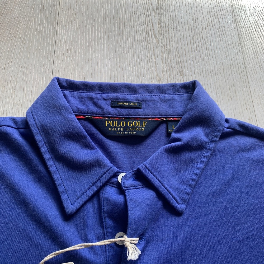 NWT Polo Golf Ralph‎ Lauren Men's L Blue Vintage Lisle Pima Cotton Polo Shirt - Picture 4 of 10